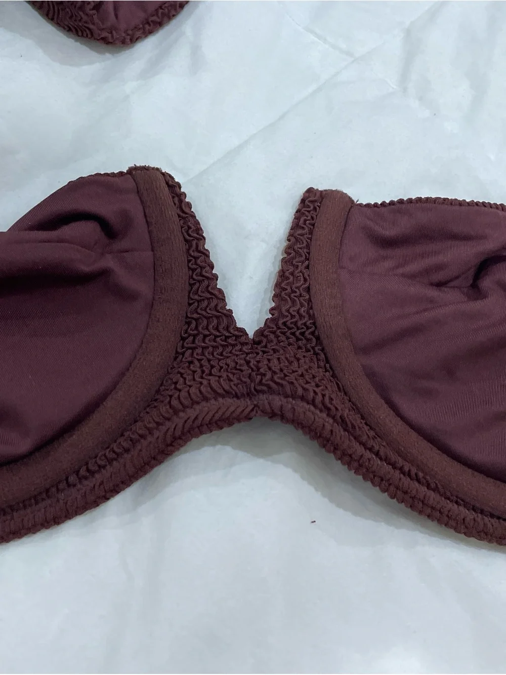 Monday Swimwear Clovelly Crinkle Bikini Set Chocolate Brown L/VV NWOT